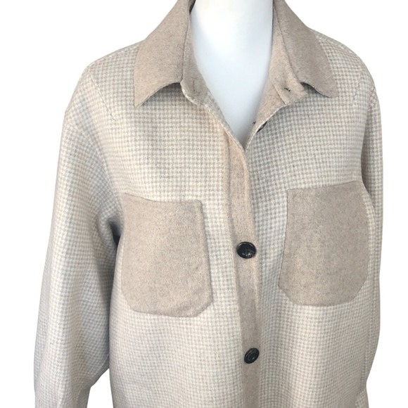 Zara Women Wool Blend Ivory Tan Oversize Button Front Jacket Coat w/Pockets XS - Picture 5 of 16